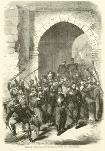 French troops leaving Strasburg after the capitulation, September 1870 (engraving) French troops leaving Strasburg after the capitulation, September 1870 (engraving)