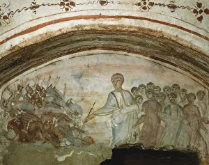 Fresco from the interior of the Via Latina Catacombs, 6th century (fresco) Fresco from the interior of the Via Latina Catacombs, 6th century (fresco)
