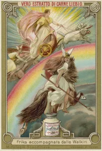Frigg accompanied by the Valkyries (chromolitho) Frigg accompanied by the Valkyries (chromolitho)