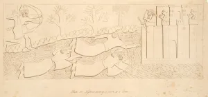 Fugitives crossing a river to a Castle, from Monuments of Nineveh, pub. 1849 (engraving) Fugitives crossing a river to a Castle, from Monuments of Nineveh, pub. 1849 (engraving)