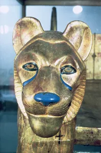 Funerary bedhead in the form of a lion, from the Tomb of Tutankhamun (c Funerary bedhead in the form of a lion, from the Tomb of Tutankhamun (c