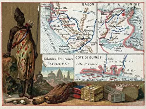 Maps Collection: Gabon, Tunisia and the Guinee Coast in Africa. Series on the French colonies