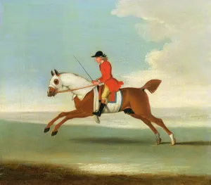 Galloping Racehorse and mounted Jockey in Red (oil on canvas) Galloping Racehorse and mounted Jockey in Red (oil on canvas)