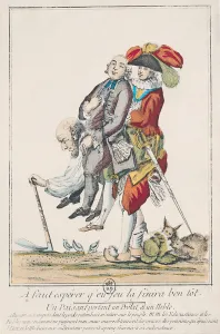The Game Must End Soon, a Peasant Carrying a Clergyman and a Nobleman, 1789 (coloured engraving) The Game Must End Soon, a Peasant Carrying a Clergyman and a Nobleman, 1789 (coloured engraving)