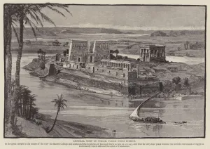 General view of Philae, taken from Bibbeh (engraving) General view of Philae, taken from Bibbeh (engraving)