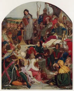 Geoffrey Chaucer at the court of King Edward III of England (colour litho) Geoffrey Chaucer at the court of King Edward III of England (colour litho)