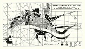 Geographical distribution of the Great Plague of London, 1665-1666 (litho) Geographical distribution of the Great Plague of London, 1665-1666 (litho)