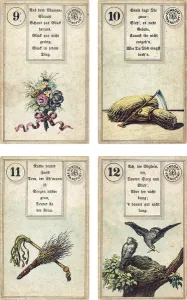 German edition of the Lenormand French cartomancy deck: The Flowers, The Scythe German edition of the Lenormand French cartomancy deck: The Flowers, The Scythe