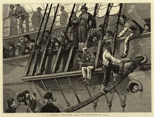 A German Emigrant Ship in Southampton Dock (engraving) A German Emigrant Ship in Southampton Dock (engraving)