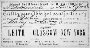 A German immigrant ship's contract & boarding card for New York, issued in Hamburg A German immigrant ship's contract & boarding card for New York, issued in Hamburg