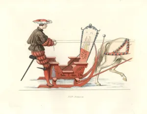 German man competing in a sleigh race, 16th century German man competing in a sleigh race, 16th century