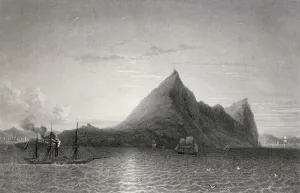 Gibraltar with Steam Ship and Sailing Ship in the Foreground (engraving) Gibraltar with Steam Ship and Sailing Ship in the Foreground (engraving)