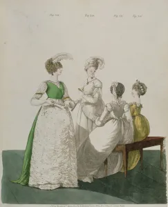 Four girls in ball dresses from the Gallery of Fashion by N Four girls in ball dresses from the Gallery of Fashion by N