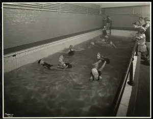 Girls swimming at the New York Association for the Blind, 111 East 59th Street, New York Girls swimming at the New York Association for the Blind, 111 East 59th Street, New York