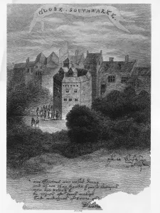 The Globe Theatre, Bankside, Southwark, after a drawing from Pennants London' The Globe Theatre, Bankside, Southwark, after a drawing from Pennants London'