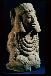 The Goddess Chalchihuitlicue, found in the Valley of Mexico, 1300-1500 AD (stone) The Goddess Chalchihuitlicue, found in the Valley of Mexico, 1300-1500 AD (stone)