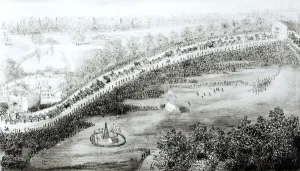 Her Most Gracious Majesty and Escort Leaving the Palace, from a series of bird's Her Most Gracious Majesty and Escort Leaving the Palace, from a series of bird's