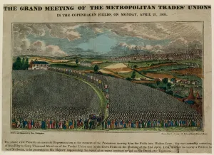 The grand meeting of the Metropolitan Trades Unions in the Copenhagen Fields, 21 April 1834 (coloured engraving) The grand meeting of the Metropolitan Trades Unions in the Copenhagen Fields, 21 April 1834 (coloured engraving)