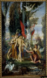 The Greek poet Hesiode (8th century BC) and the Muses Painting by Gustave Moreau The Greek poet Hesiode (8th century BC) and the Muses Painting by Gustave Moreau