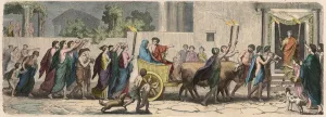 Greek at the time of the Republics: Wedding Procession, 1866 (coloured engraving) Greek at the time of the Republics: Wedding Procession, 1866 (coloured engraving)