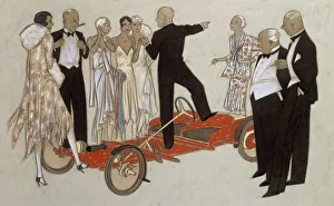 A group of ladies and gentlemen in evening dress listening to a speaker A group of ladies and gentlemen in evening dress listening to a speaker