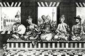 A Group of Oriental Musicians (engraving) (b/w photo) A Group of Oriental Musicians (engraving) (b/w photo)