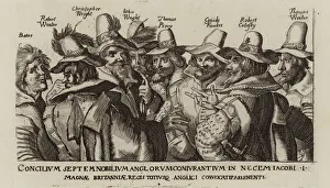 Guy Fawkes and his fellow conspirators in the Gunpowder Plot, 1605 (engraving) Guy Fawkes and his fellow conspirators in the Gunpowder Plot, 1605 (engraving)