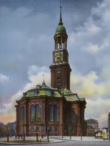 Hamburg: Michaeliskirche, abgebrannt 3 Juni 1906, neu erbaut 1906-12 (photo) Hamburg: Michaeliskirche, abgebrannt 3 Juni 1906, neu erbaut 1906-12 (photo)