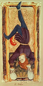 The Hanged Man, tarot card from the Charles VI or Gringonneur deck (painted card) The Hanged Man, tarot card from the Charles VI or Gringonneur deck (painted card)