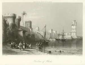 Harbour of Rhodes (engraving) Harbour of Rhodes (engraving)