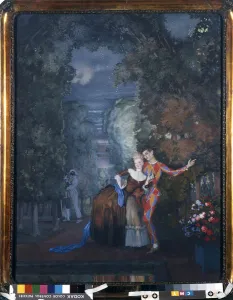 Harlequin and a Lady, 1912 (w/c & gouache on cardboard) Harlequin and a Lady, 1912 (w/c & gouache on cardboard)