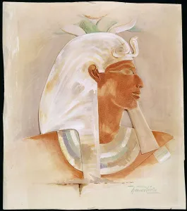 Head of Queen Makare Hatshepsut (c.1503-1482 BC) (w/c on paper) Head of Queen Makare Hatshepsut (c.1503-1482 BC) (w/c on paper)