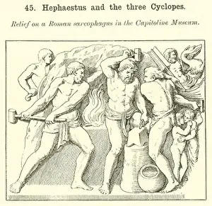 Hephaestus and the three Cyclopes (engraving) Hephaestus and the three Cyclopes (engraving)