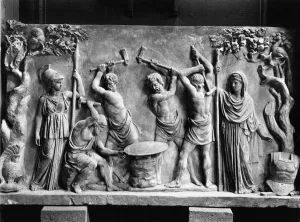 Hephaestus and Cyclopes forging the shield of Achilles (marble) (b/w photo) Hephaestus and Cyclopes forging the shield of Achilles (marble) (b/w photo)