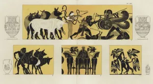 Hercules in battle with Geryon (colour litho) Hercules in battle with Geryon (colour litho)