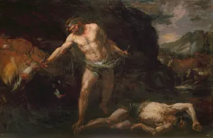 Hercules slays the giant Cacus and steals back the cattle of Geryon Hercules slays the giant Cacus and steals back the cattle of Geryon
