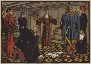 The hermit Niklaus von Flue and the Treaty of Stans, 1481 (colour litho) The hermit Niklaus von Flue and the Treaty of Stans, 1481 (colour litho)