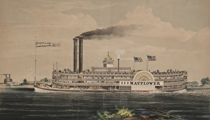 High Pressure Steamboat Mayflower, 1855 (colour litho) High Pressure Steamboat Mayflower, 1855 (colour litho)