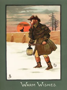 Highwayman in snow, Christmas Card (chromolitho) Highwayman in snow, Christmas Card (chromolitho)