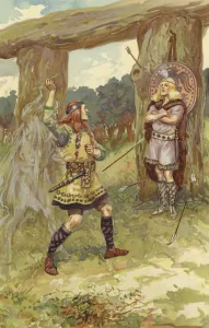 Hodur took the mistletoe from Loki, and Loki guided his arm, and he hurled it at Baldur Hodur took the mistletoe from Loki, and Loki guided his arm, and he hurled it at Baldur