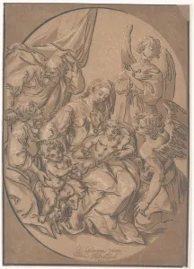 The Holy Family with the Infant St. John, in an Oval, c.1623 (woodcut) The Holy Family with the Infant St. John, in an Oval, c.1623 (woodcut)