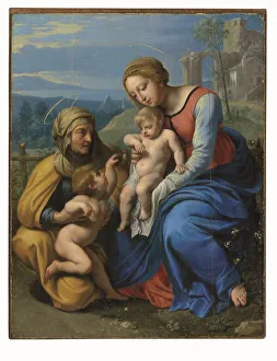 The Holy Family with a Sparrow (oil and gold on panel laid down on board) The Holy Family with a Sparrow (oil and gold on panel laid down on board)