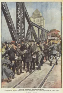 On the Homberg bridge, in the Ruhr area (colour litho) On the Homberg bridge, in the Ruhr area (colour litho)