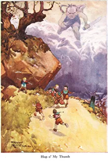 Hop o My Thumb, illustration from Blackies Children's Annual, 1924 (colour litho) Hop o My Thumb, illustration from Blackies Children's Annual, 1924 (colour litho)