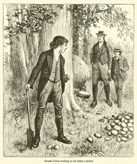 Horatio Nelson working on his father's garden (engraving) Horatio Nelson working on his father's garden (engraving)