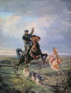 Huntsman with the Borzois, 1872 (oil on canvas) Huntsman with the Borzois, 1872 (oil on canvas)