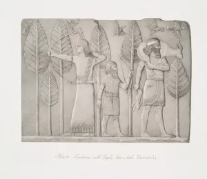 Huntsmen with gazelle, hare and birds (Khorsabad), 1853 (lithograph) Huntsmen with gazelle, hare and birds (Khorsabad), 1853 (lithograph)