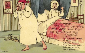Husband unable to tolerate his wife's criticisms any more (colour litho) Husband unable to tolerate his wife's criticisms any more (colour litho)