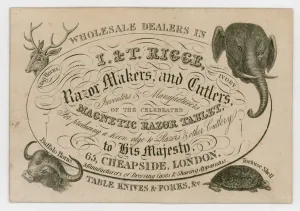 I & T Rigge, Razor Makers and Cutlers, trade card (engraving) I & T Rigge, Razor Makers and Cutlers, trade card (engraving)