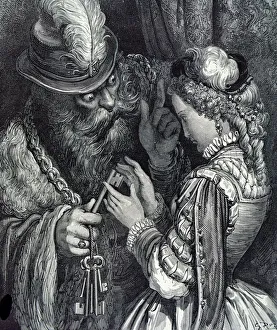 Illustration for Bluebeard by Charles Perrault (1628-1703) 1893 (engraving) Illustration for Bluebeard by Charles Perrault (1628-1703) 1893 (engraving)